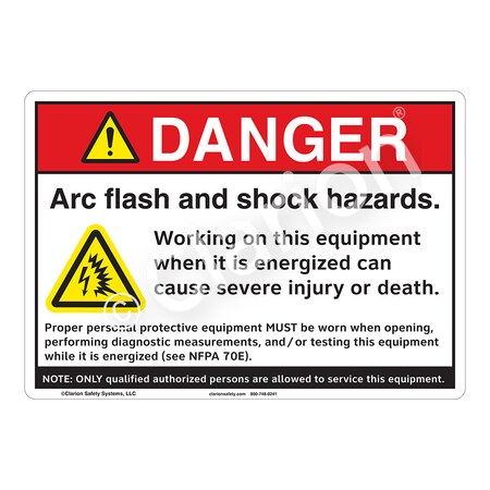 Danger Arc Flash Sign (F1148-)|Weatherable Polyester 10" X 7" Self Adhesive Back|ANSI Signs|Sign for Manufacturing, Medical, Power Stations, Chemical Plant, Fuel Storage, Public Buildings